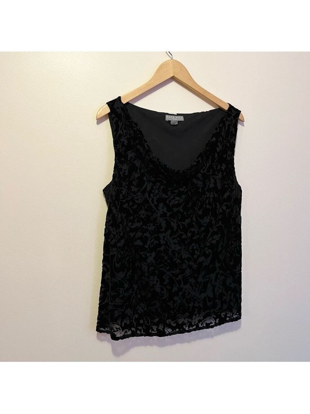 Kate Hill 18W Sleeveless Top Black Burnout Velvet Goth Whimsigoth Romantic
